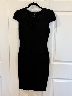 Windsor Black Cap-Sleeve Sheath Dress